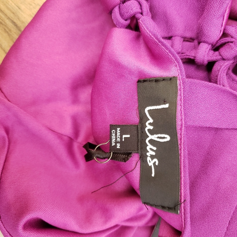 LuLu's Purple Tie Back Crop Top | Large | NWT - Picture 7 of 8